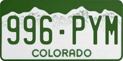 CO license plate 996PYM