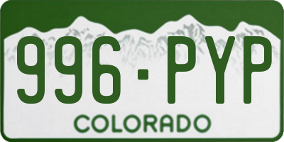 CO license plate 996PYP