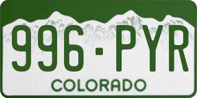 CO license plate 996PYR