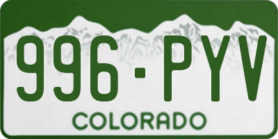 CO license plate 996PYV