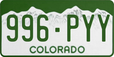CO license plate 996PYY