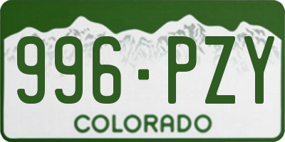 CO license plate 996PZY