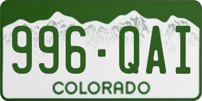 CO license plate 996QAI