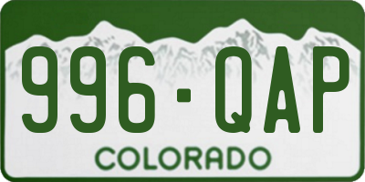 CO license plate 996QAP