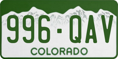 CO license plate 996QAV
