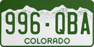 CO license plate 996QBA