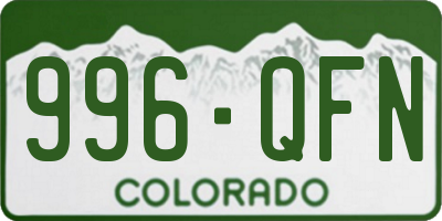 CO license plate 996QFN