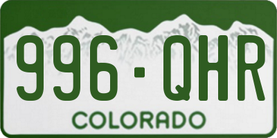 CO license plate 996QHR