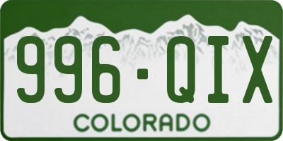 CO license plate 996QIX