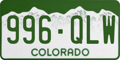 CO license plate 996QLW