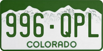 CO license plate 996QPL