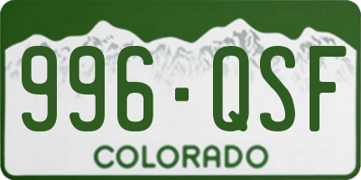CO license plate 996QSF
