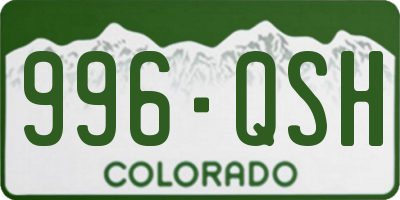 CO license plate 996QSH