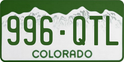 CO license plate 996QTL
