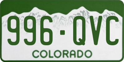 CO license plate 996QVC