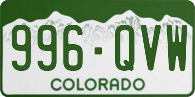 CO license plate 996QVW