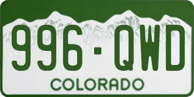 CO license plate 996QWD