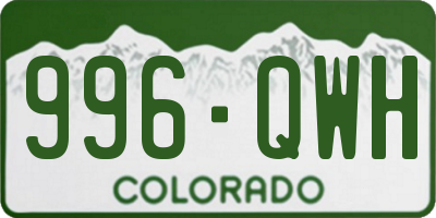 CO license plate 996QWH