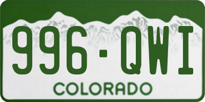 CO license plate 996QWI