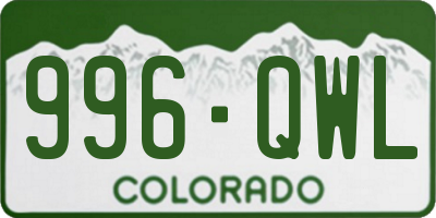 CO license plate 996QWL