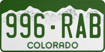 CO license plate 996RAB