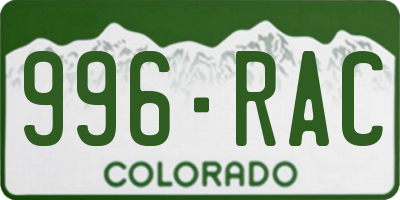 CO license plate 996RAC