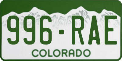 CO license plate 996RAE
