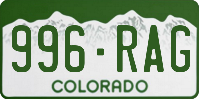 CO license plate 996RAG