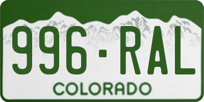 CO license plate 996RAL