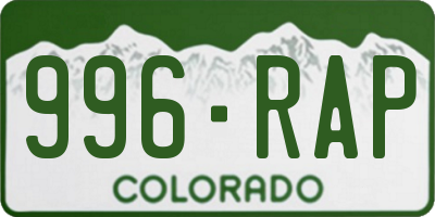 CO license plate 996RAP
