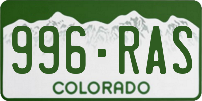 CO license plate 996RAS