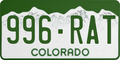 CO license plate 996RAT