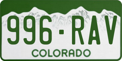 CO license plate 996RAV