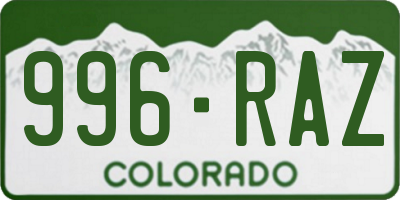 CO license plate 996RAZ