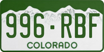 CO license plate 996RBF
