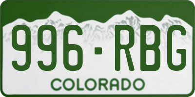 CO license plate 996RBG