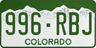 CO license plate 996RBJ