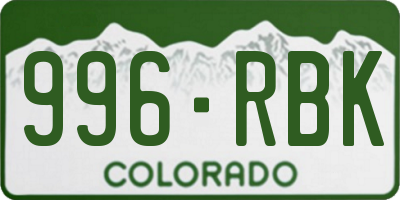CO license plate 996RBK