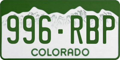 CO license plate 996RBP