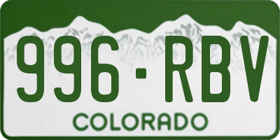 CO license plate 996RBV