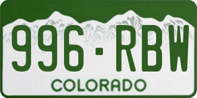 CO license plate 996RBW