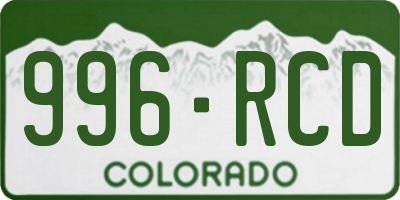 CO license plate 996RCD
