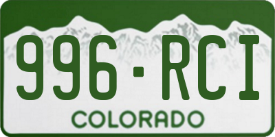 CO license plate 996RCI