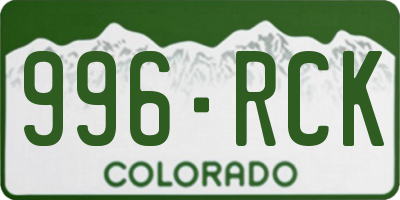 CO license plate 996RCK