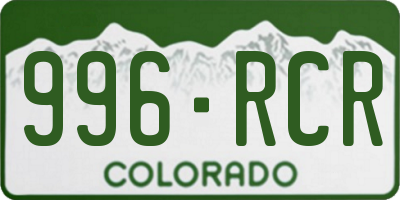 CO license plate 996RCR