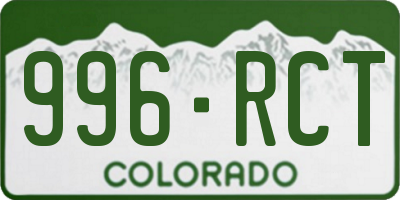 CO license plate 996RCT