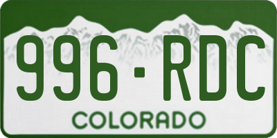 CO license plate 996RDC