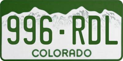 CO license plate 996RDL