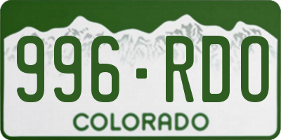 CO license plate 996RDO