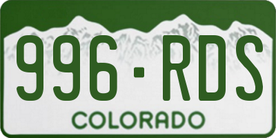 CO license plate 996RDS